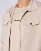 Atelier Signature Regular Fit Zipped Overshirt - Taupe