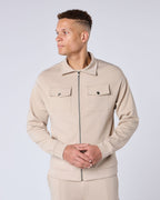 Atelier Signature Regular Fit Zipped Overshirt - Taupe