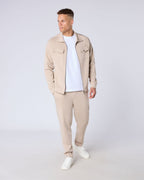 Atelier Signature Regular Fit Zipped Overshirt - Taupe