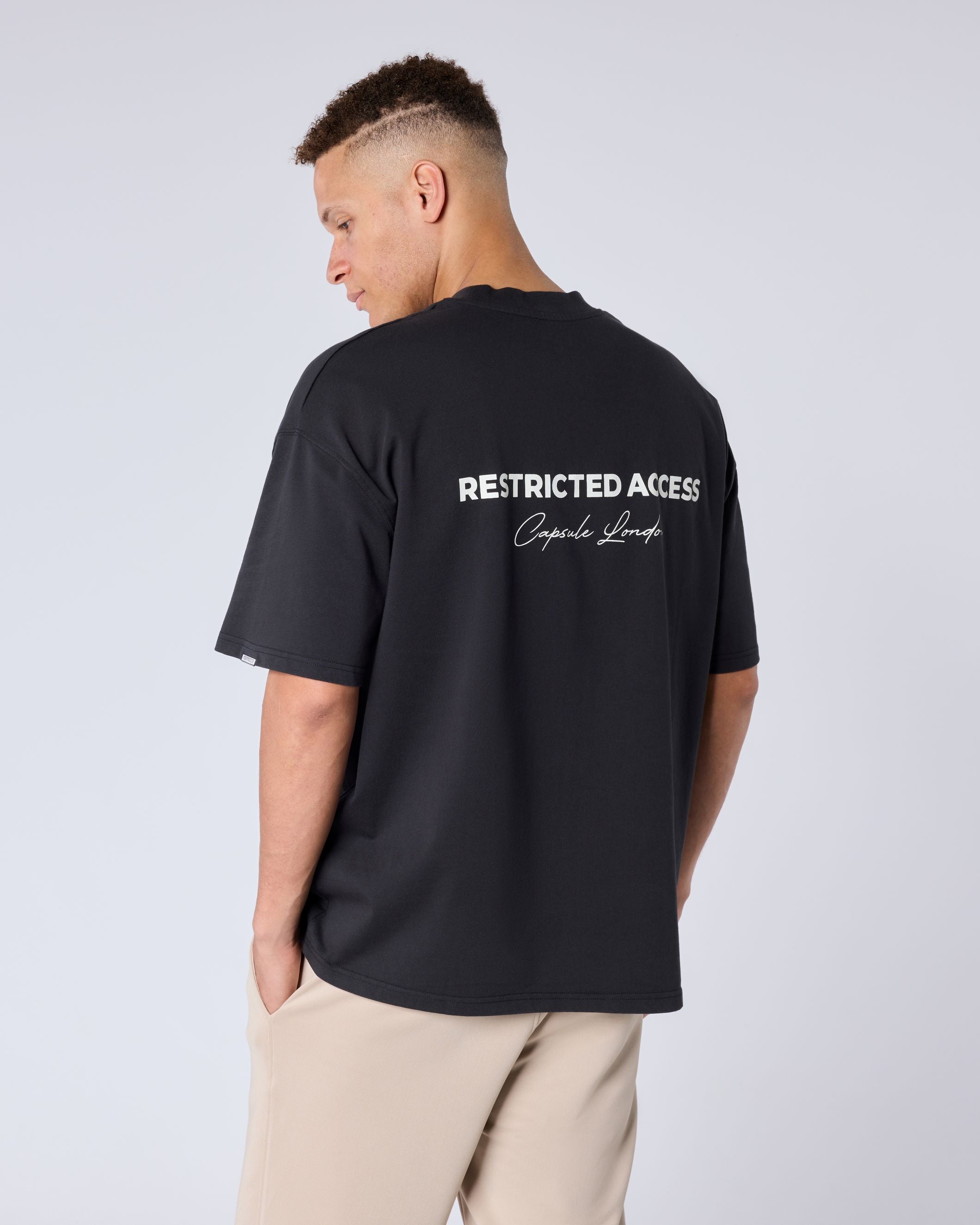 Restricted Access Autograph Signature Oversized T Shirt - Black
