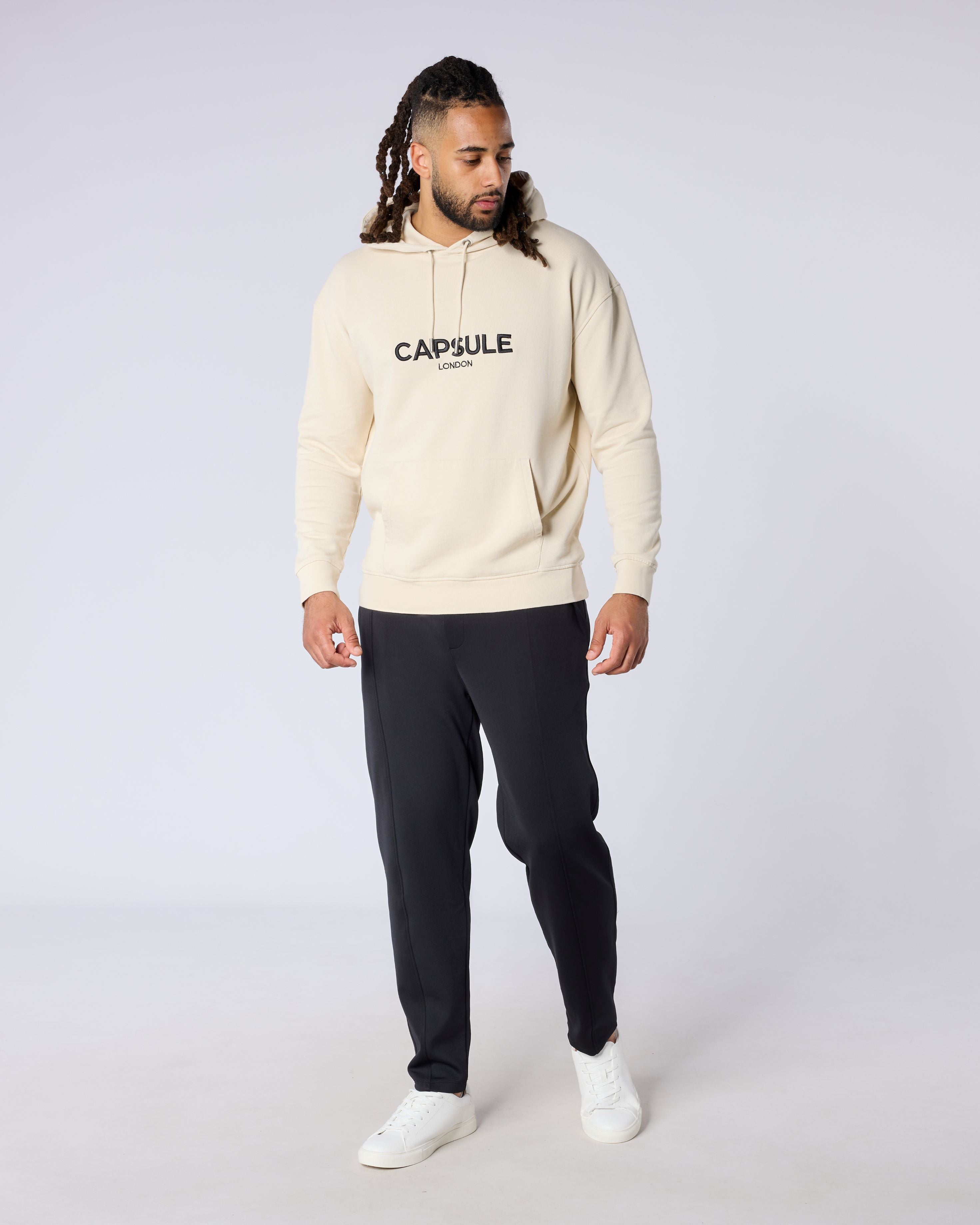 3D Emblem Relaxed Fit Hoodie - Oat