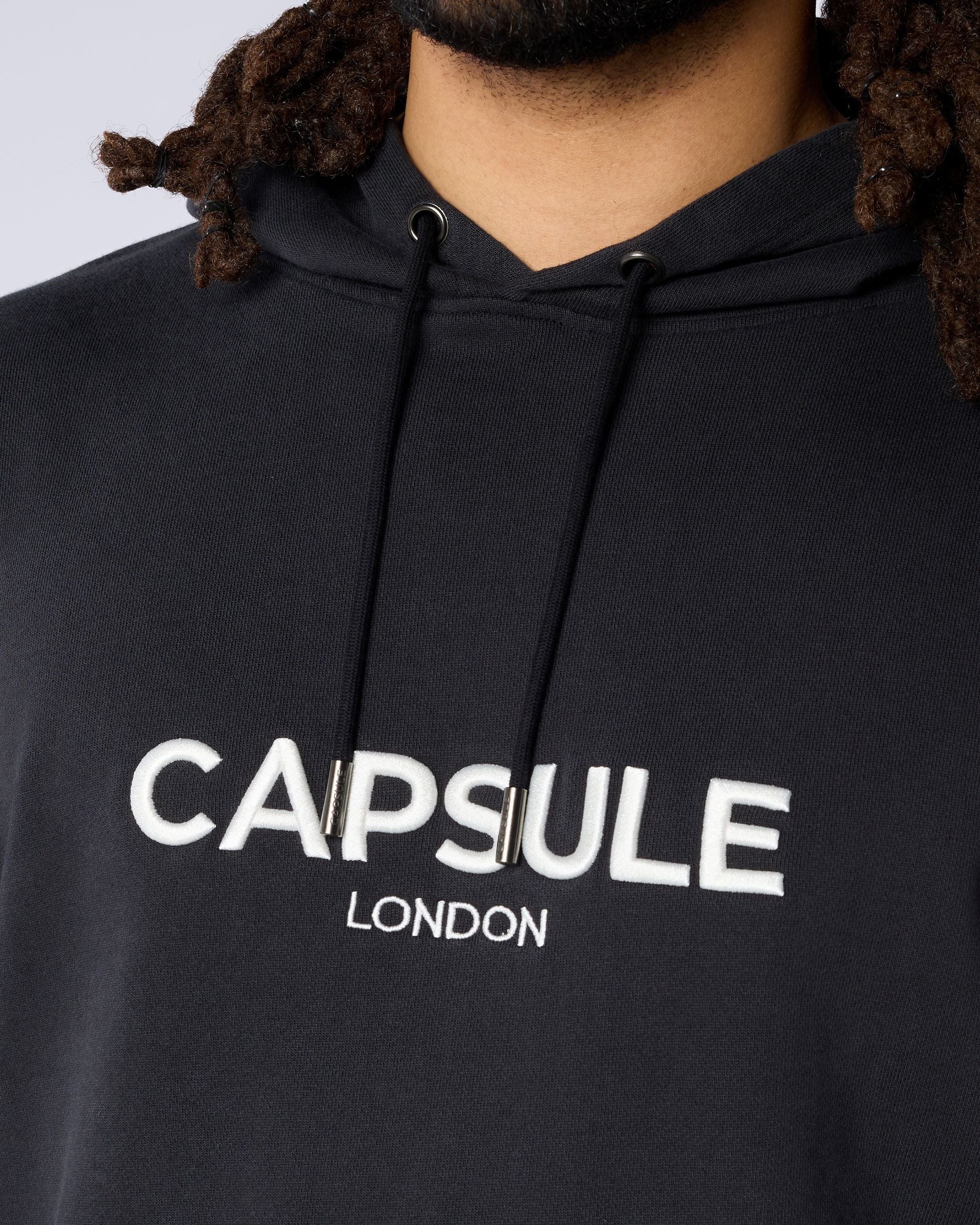 3D Emblem Relaxed Fit Hoodie - Black