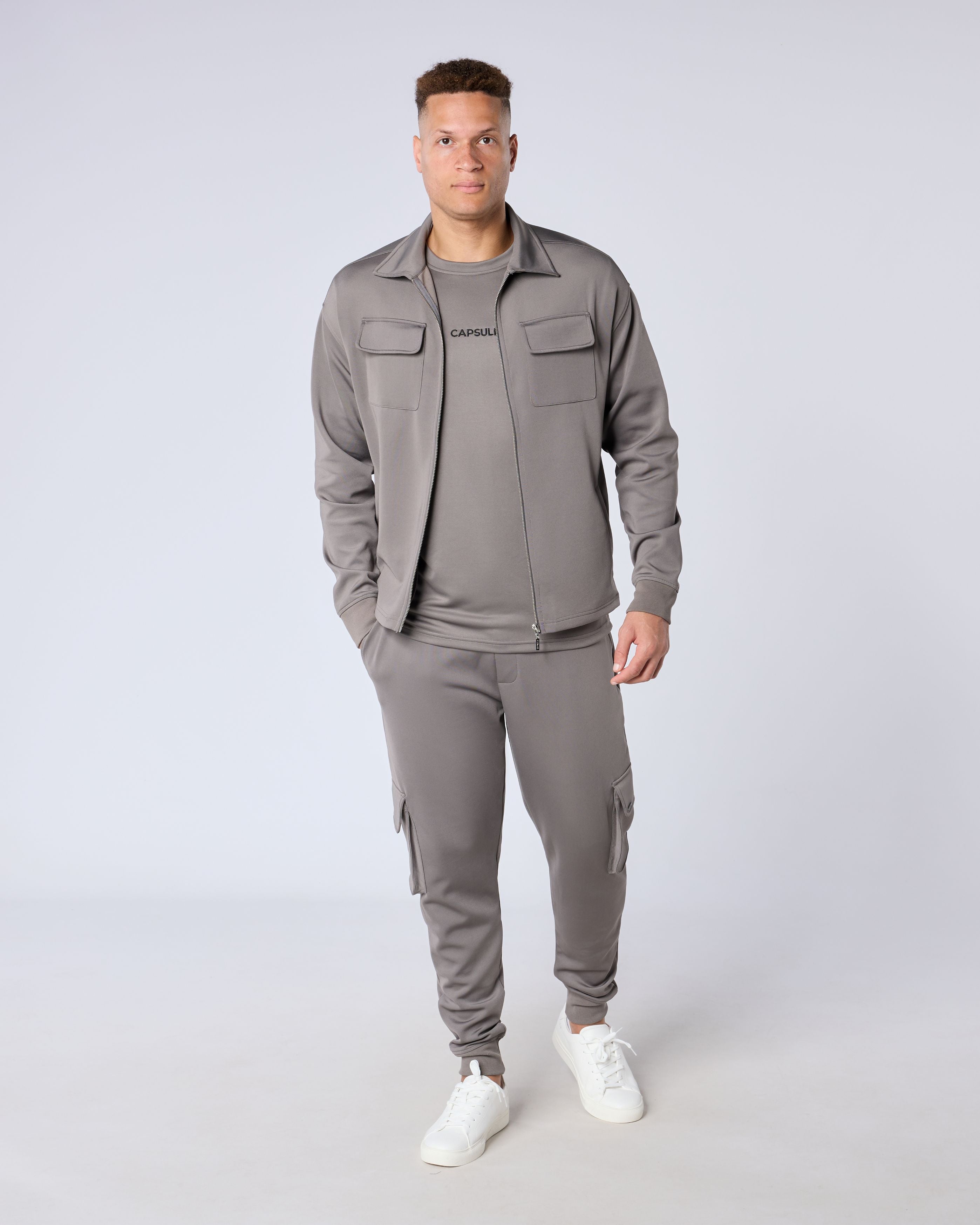 Arlo Zipped Regular Fit Overshirt - Charcoal