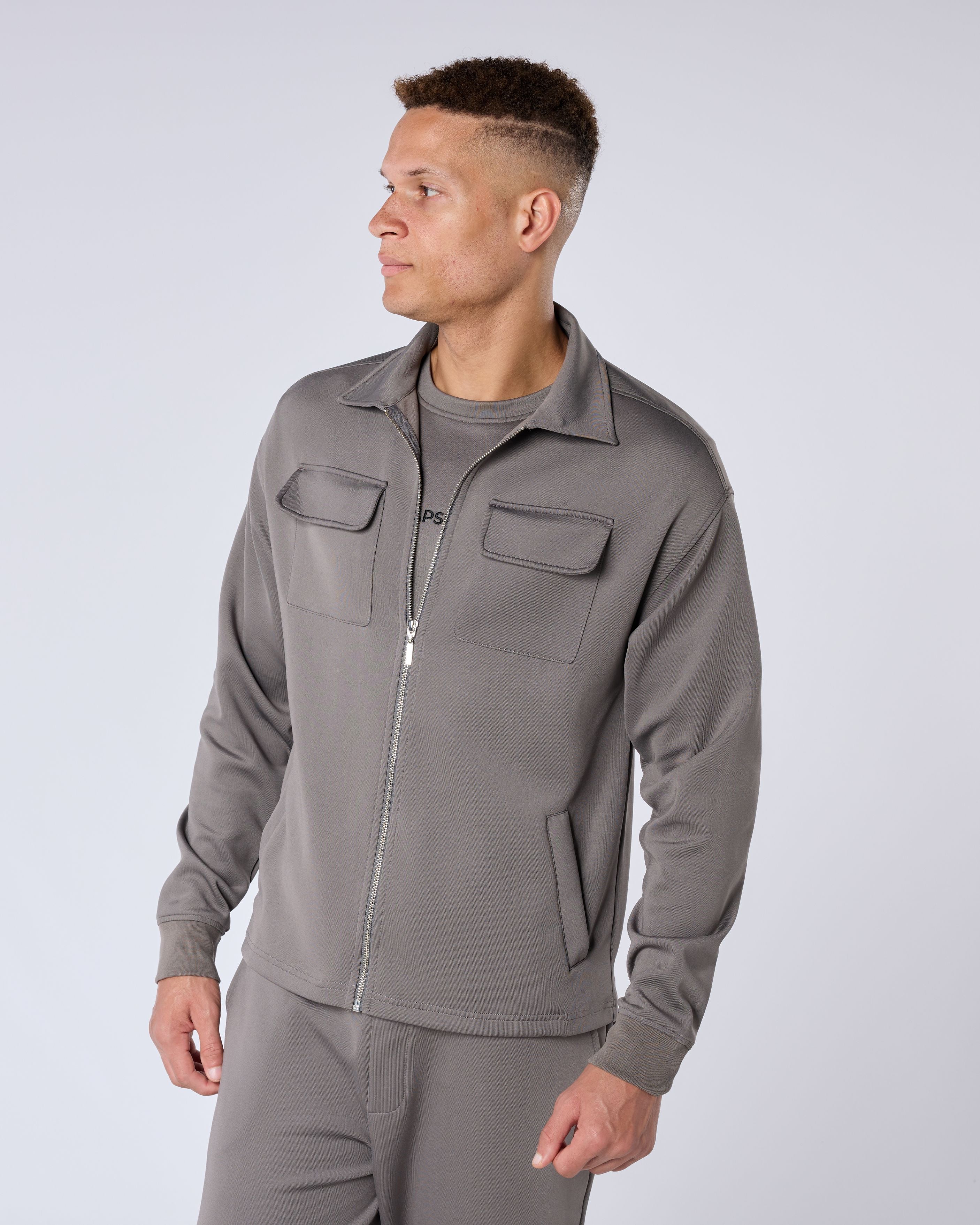 Arlo Zipped Regular Fit Overshirt - Charcoal