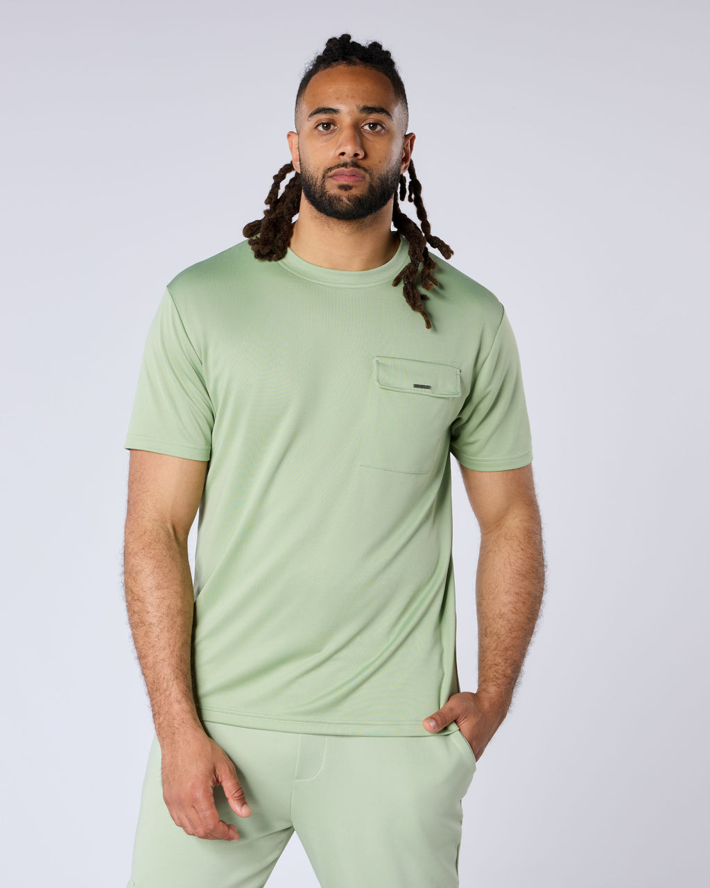 Celadon Regular Fit Pocketed T-Shirt - Green