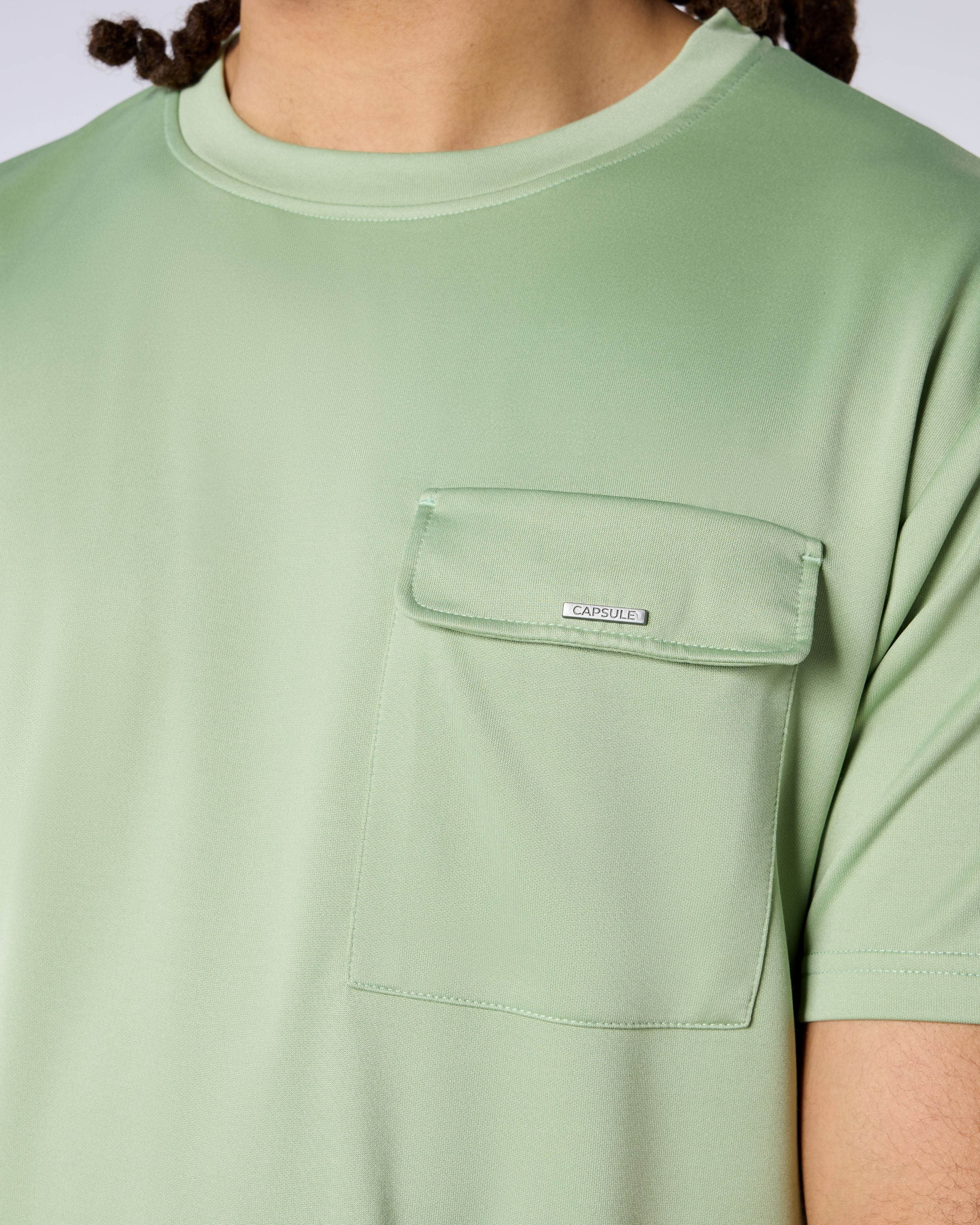 Celadon Regular Fit Pocketed T-Shirt - Green