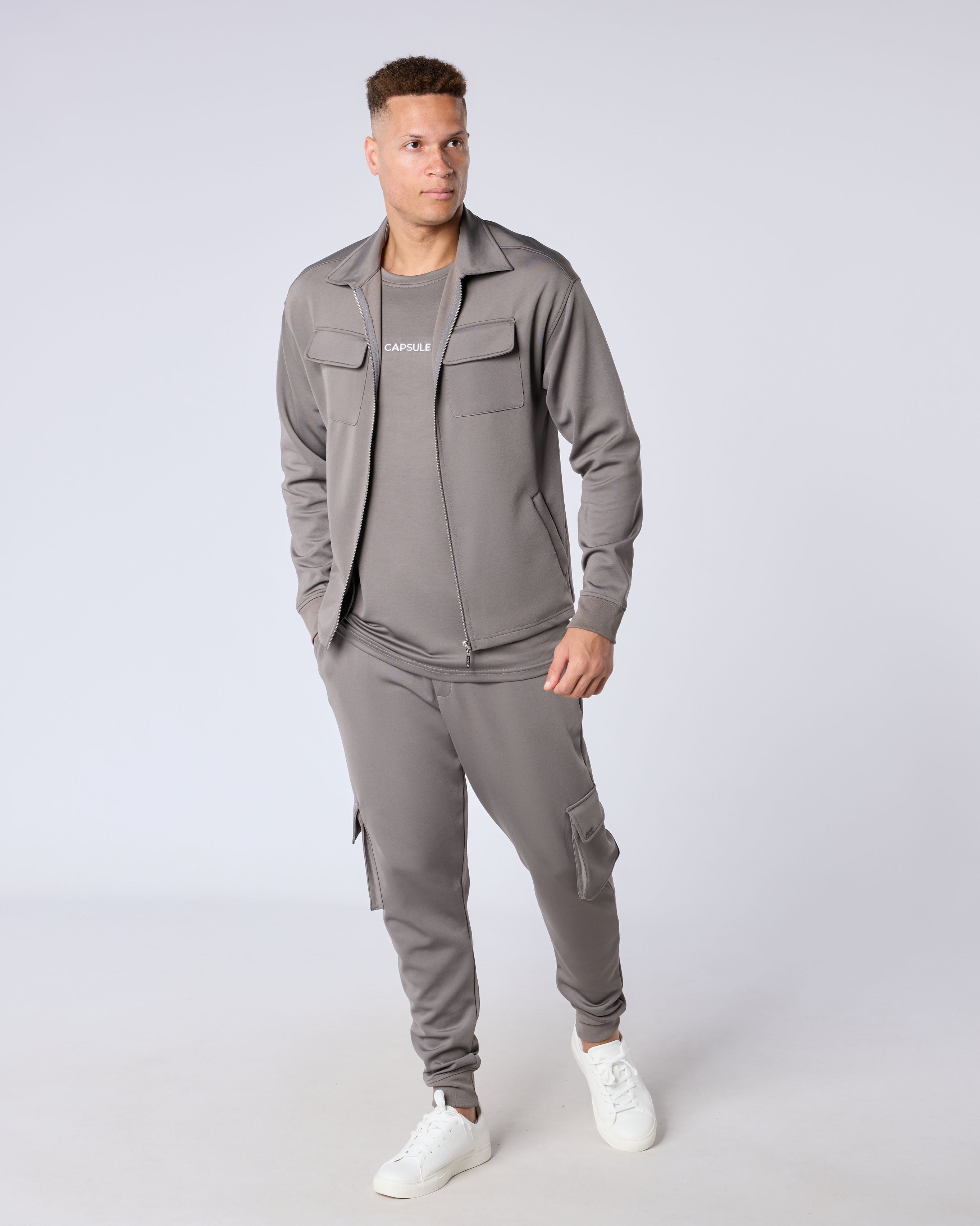 Arlo Zipped Regular Fit Overshirt - Charcoal