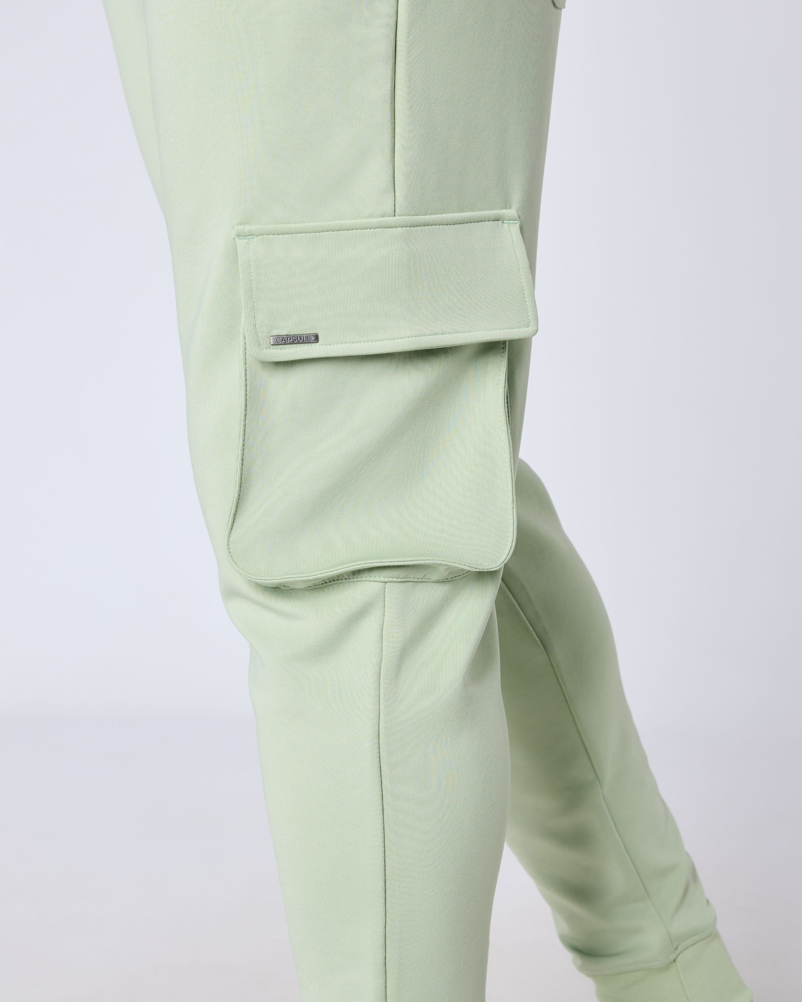 Celadon Regular Fit Cuffed Cargo Trouser - Green