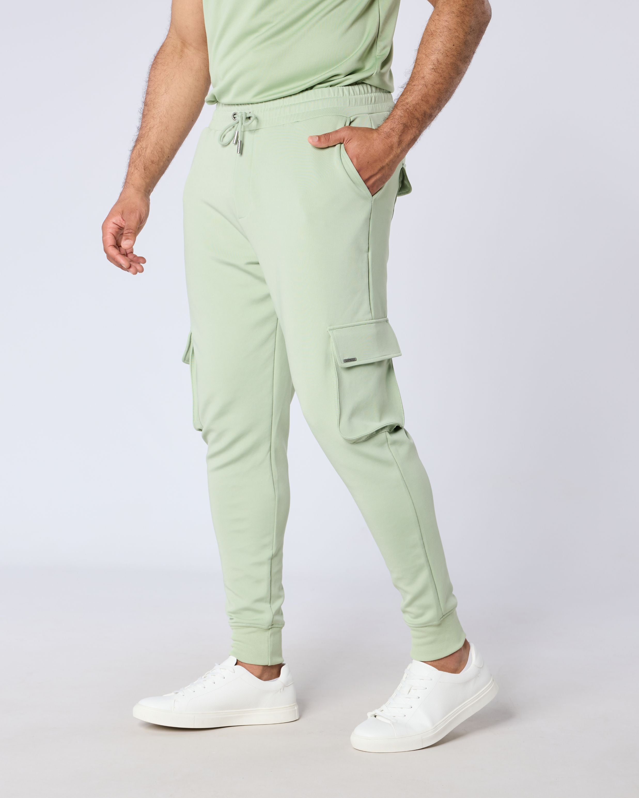 Celadon Regular Fit Cuffed Cargo Trouser - Green