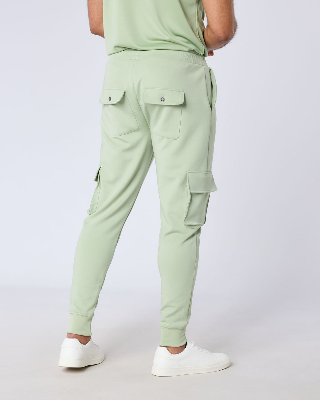 Celadon Regular Fit Cuffed Cargo Trouser - Green