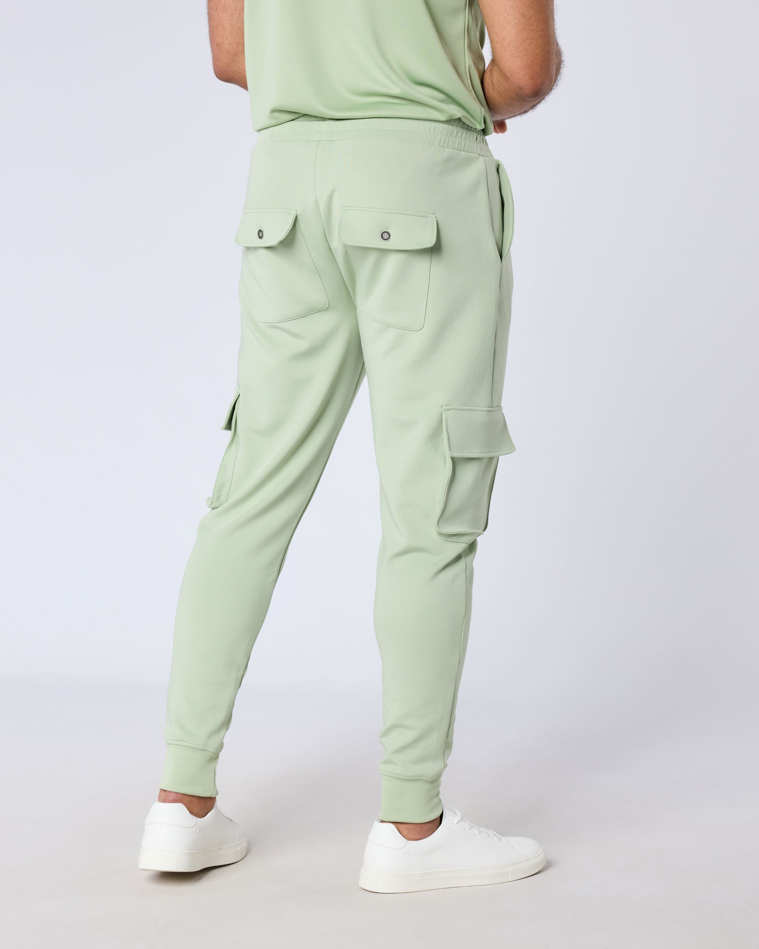 Celadon Regular Fit Cuffed Cargo Trouser - Green
