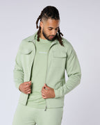 Celadon Zipped Regular Fit Overshirt - Green