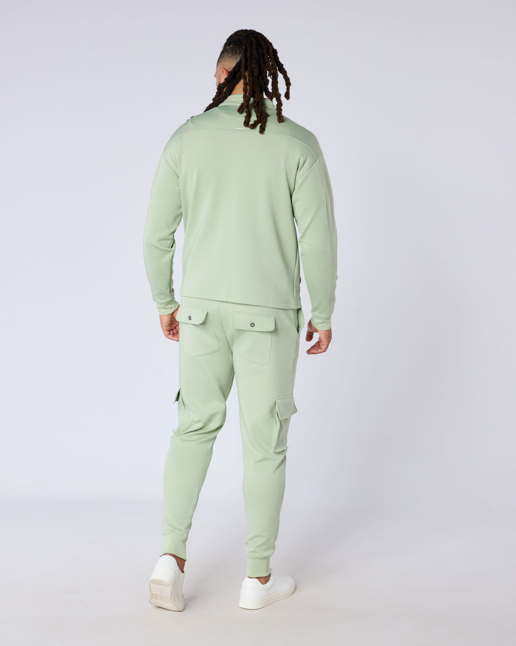 Celadon Regular Fit Cuffed Cargo Trouser - Green