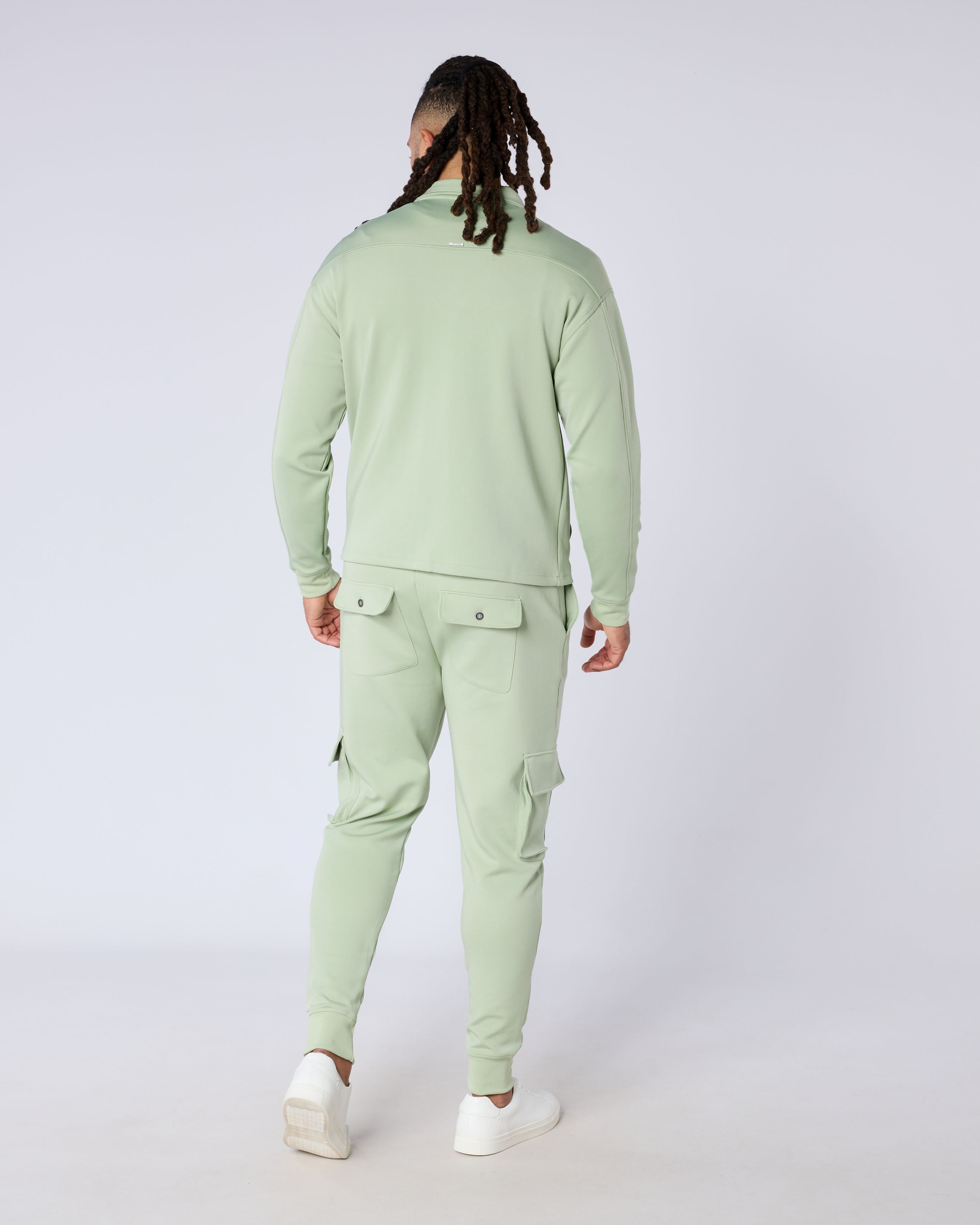 Celadon Regular Fit Cuffed Cargo Trouser - Green