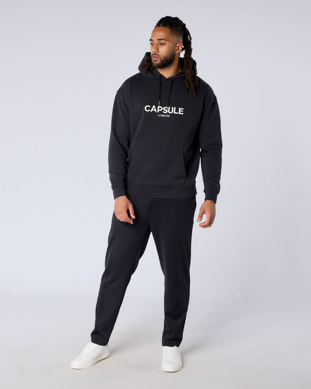 3D Emblem Relaxed Fit Hoodie - Black